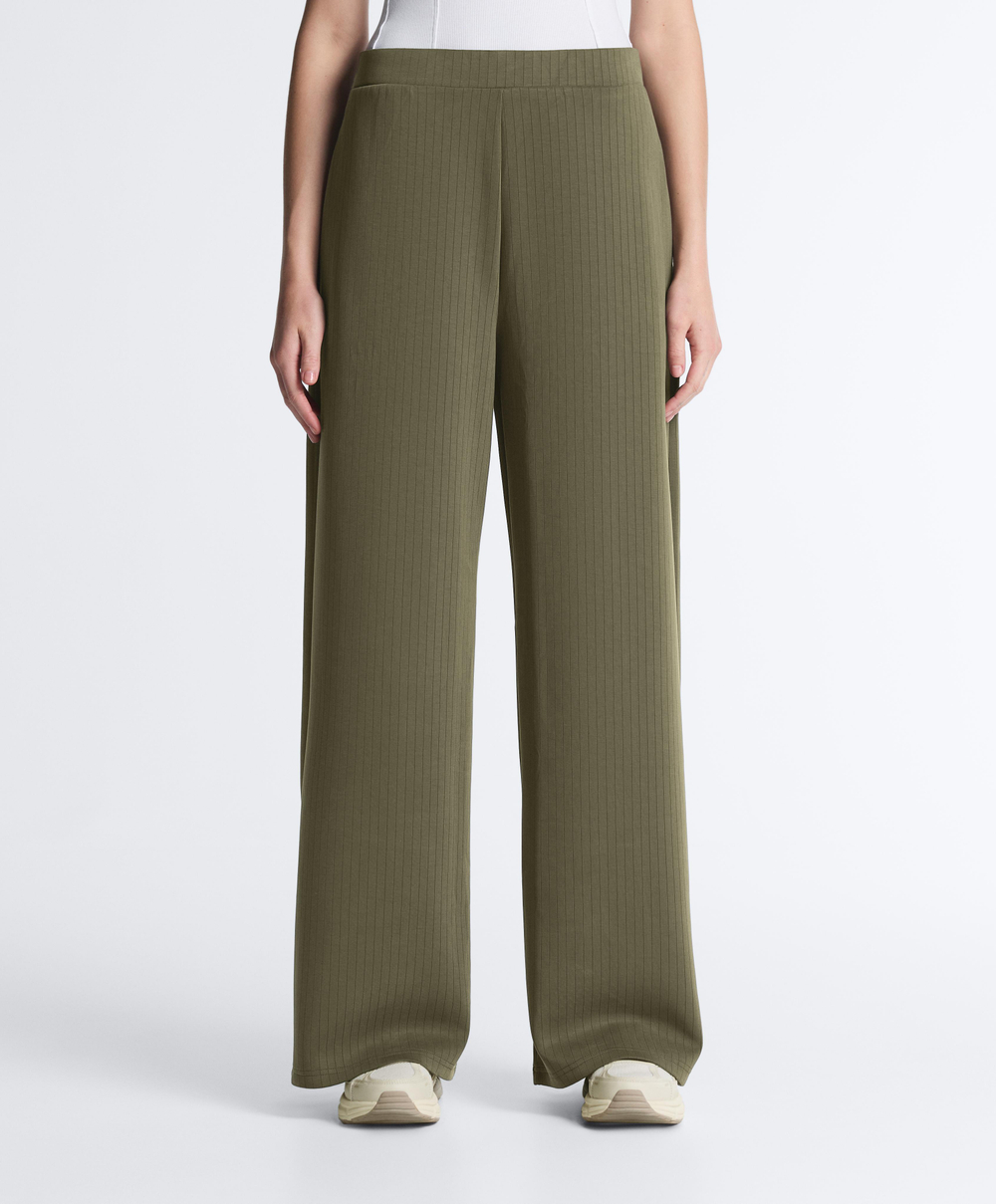 OYSHO Прямые полосатые брюки с мягкой на ощупь модальной тканью. хаки