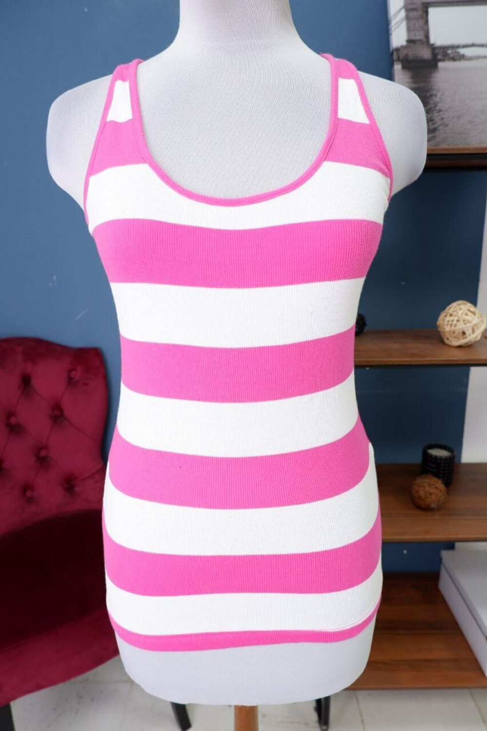 Майка Concept Club в розово-белую полоску 48 размер