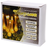 Гирлянда для улицы БАХРОМА «Ледяная капля» ш3,5* в0,6/0,8 м (8 насадок h-18 см), прозр. пров, пост.свечение,IP-65, 220v,Теплый белый