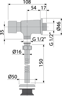 Кнопочный ATS001  сливной вентиль для писсуара