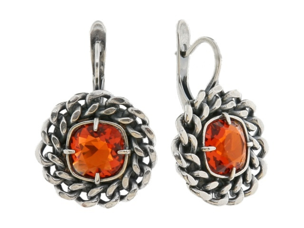 "Соренто"  серьги в серебряном покрытии из коллекции "Форсаж" от Jenavi с английским замком