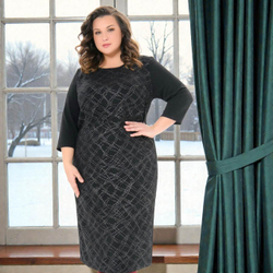 Платье миди, джерси-ангора чёрное