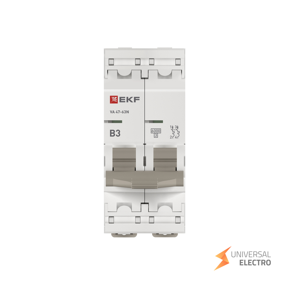 Автоматический выключатель 2P 3А (B) 6кА ВА 47-63N EKF PROxima