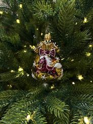 Ёлочное украшение Подарок 60 мм., золотой, стекло, Ёлочка (С935/2)