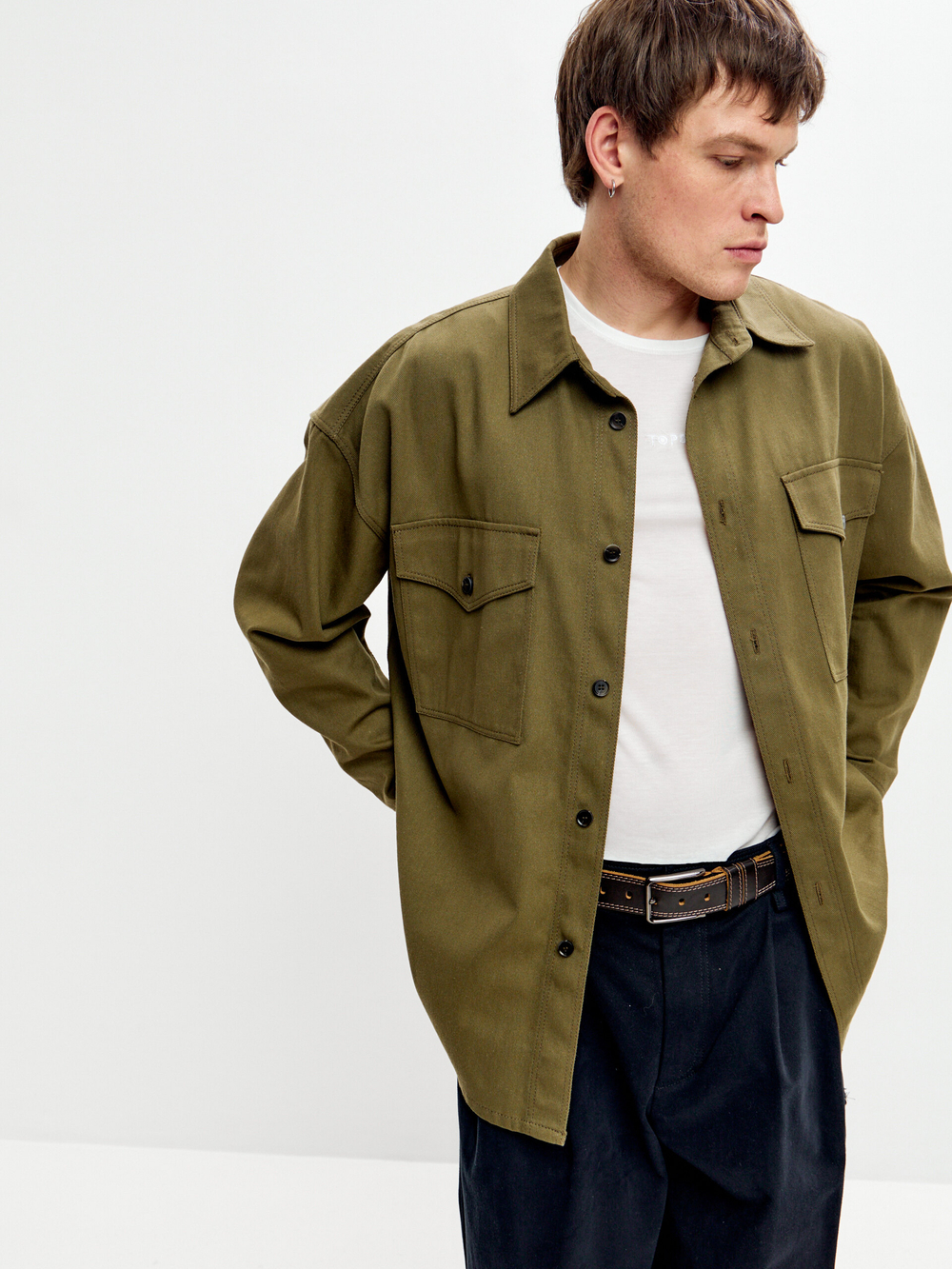 Рубашка унисекс джинсовая хаки