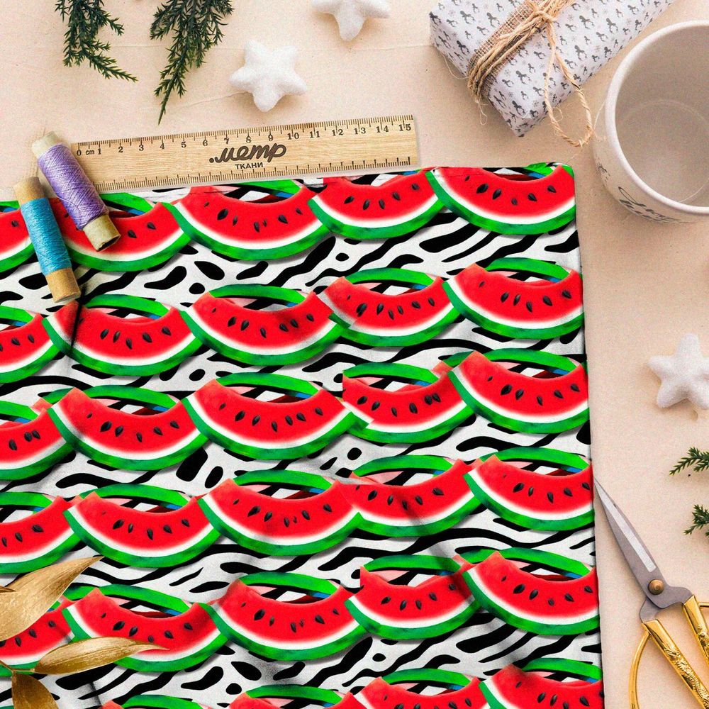 Ткань премиум таффета дольки арбуза