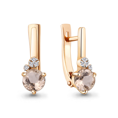 943038к Серьги из Золота с бриллиантами, морганитами