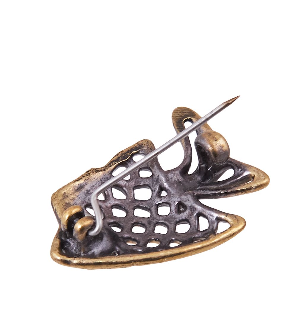 AM-3847 Брошь «Рыбка Барбус» (латунь, янтарь)