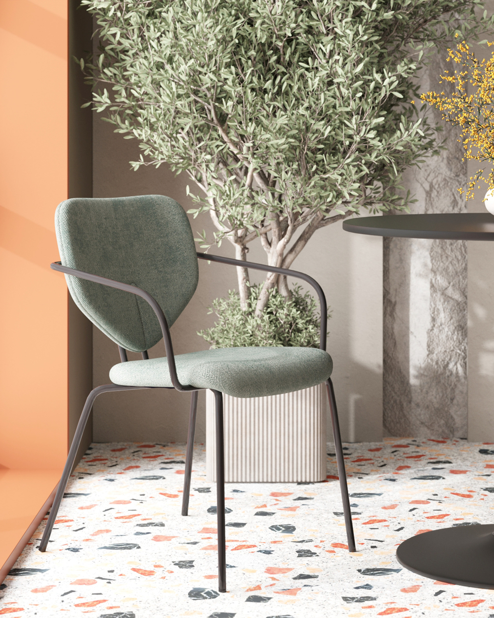 Стул обеденный Masey с подлокотниками зеленый