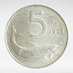Italy 5 Lire 1955 R "Dolphin", VF