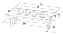 Блок розеток выдвижной горизонтальный (3 розетки, USB-A, USB-C) G4703-2AC.N Никель/Черный 245*111*3
