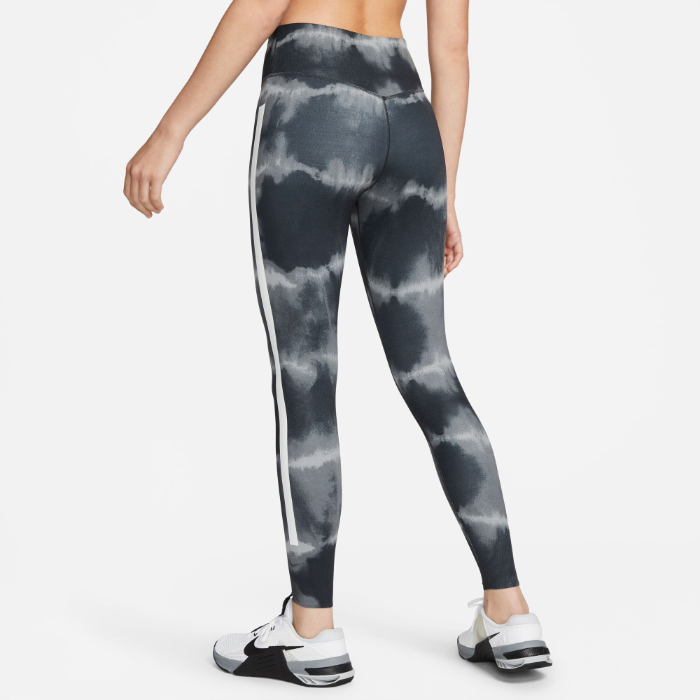 Женские теннисные брюки Nike Dri-Fit One Luxe Mid-Rise All Over Print Tight Women - Black, Grey