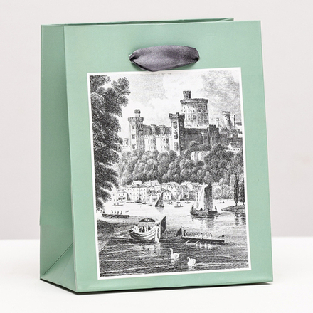 Пакет подарочный "Замок" чб, 11,5 х 14,5 х 6,5 см.