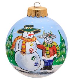 Элита НФШ-1454 Ел.украшение Шар «Снеговик с козлёнком» 100 мм