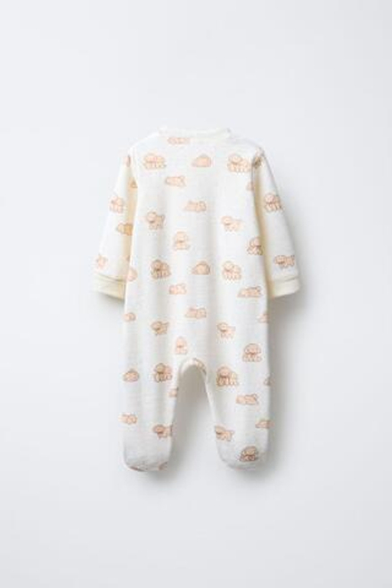 ZARA КОМБИНЕЗОН ИЗ ВЕЛЮРА С ПРИНТОМ «СОБАЧКИ», РЫЖЕВАТО-КОРИЧНЕВЫЙ