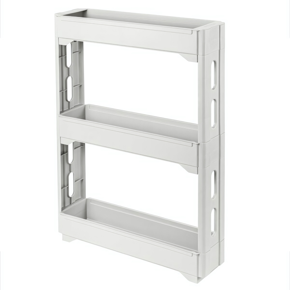 Этажерка Keeplex Regular на колесиках трехсекционная узкая 53,7х13,8х71 см белое облако