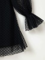 Платье с длинным рукавом из фатина "Уголь" 7+