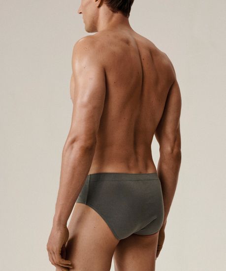 Мужские трусы (3шт) слипы классика Atlantic 3MP-129, хлопок, хаки + темно-синий + темно-голубой