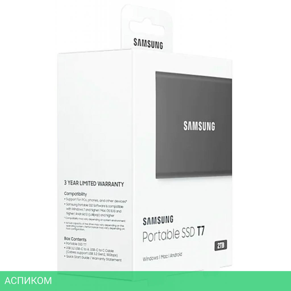 Внешний накопитель Samsung T7 Touch USB3.2 2 TБ черный (MU-PC2T0T/WW)