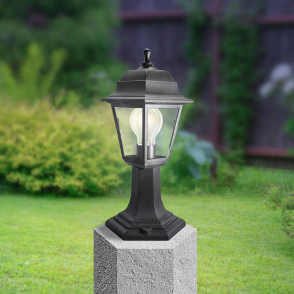 Садово-парковый светильник ЭРА НТУ 04-60-001 Оскар черный 4 гранный напольный IP44 Е27 max60Вт | Садово-парковые светильники