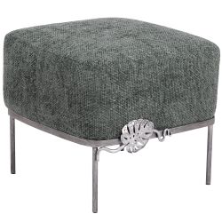 Банкетка Monstera Deliciosa (Монстера) Квадро Лазурный Античное серебро