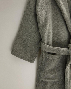 ZARA HOME ХЛОПКОВЫЙ ХАЛАТ С КАПЮШОНОМ, ЗЕЛЕНЫЙ