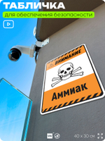 Табличка для обеспечения безопасности "Внимание аммиак", для производства, предприятия, организаций, 40х30 см, Silver Plane x Айдентика Технолоджи