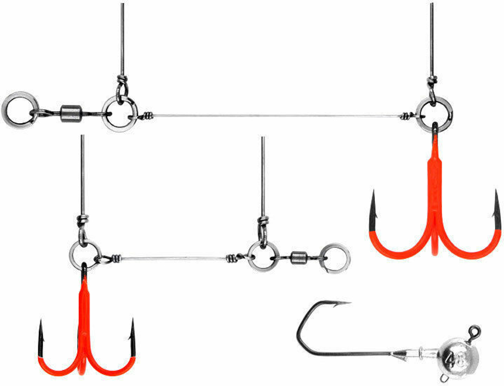 Оснастка цветной стингер для джиг-головки Vido Craft Stinger Eye Jig