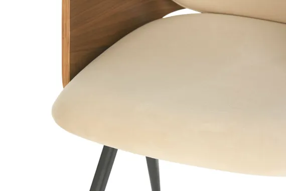 Обеденный стул Dune, бежевая экокожа, спинка орех