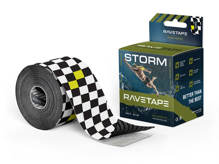 Кинезиотейп RaveTape STORM 5×5 — Race (RACE ON WHITE)