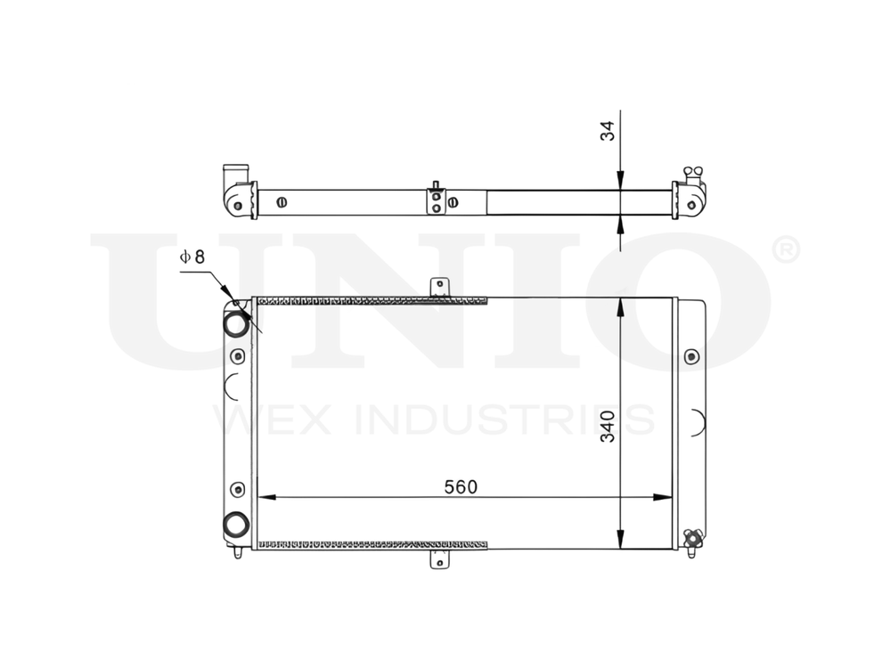Радиатор охлаждения двигателя UNIO RAD-10140