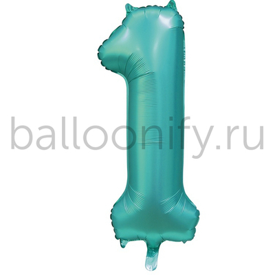 Шар ЦИФРА 1 Сатин Teal 40" 102 см