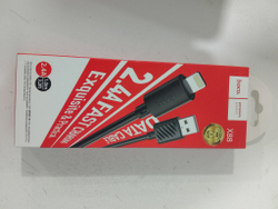 Кабель iPhone Lightning  HOCO X88 Gratified, 1м, круглый, 2.4A черный