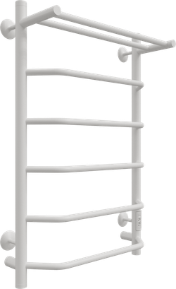 Полотенцесушитель электрический EWRIKA Сафо FT 80x55 см, подключение справа, слева, белый полуматовый, лесенка, из стали, с полкой