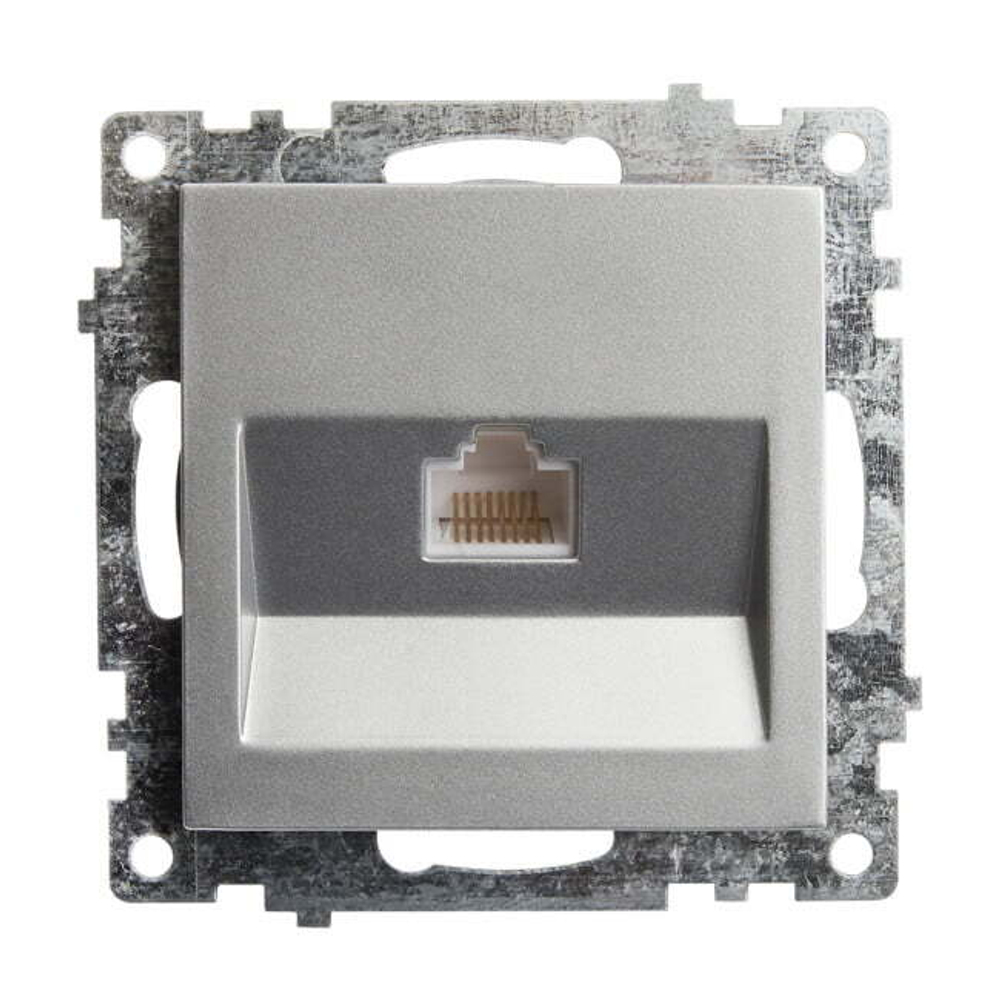 Розетка компьютерная 1-местная RJ-45  механизм . серия Катрин. GLS00-7107-03. серебро