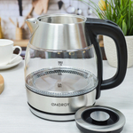 Чайник электрический 1,2л Energy E-222, стекло, пластик, черный