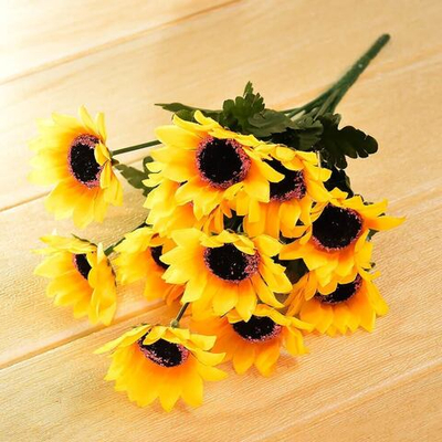 Цветы искусственные Подсолнух декоративный букет 12шт 37см