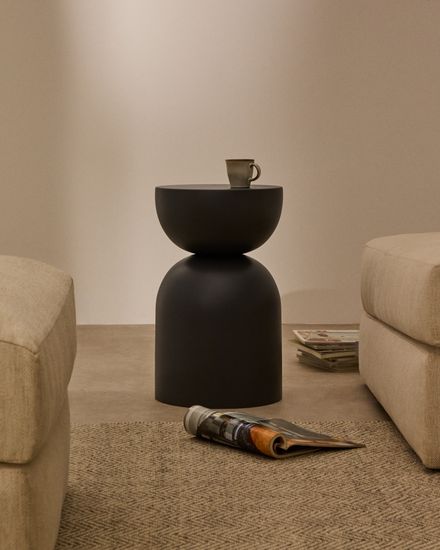 Приставной столик Rachell металл с серой окраской Ø30,5 см