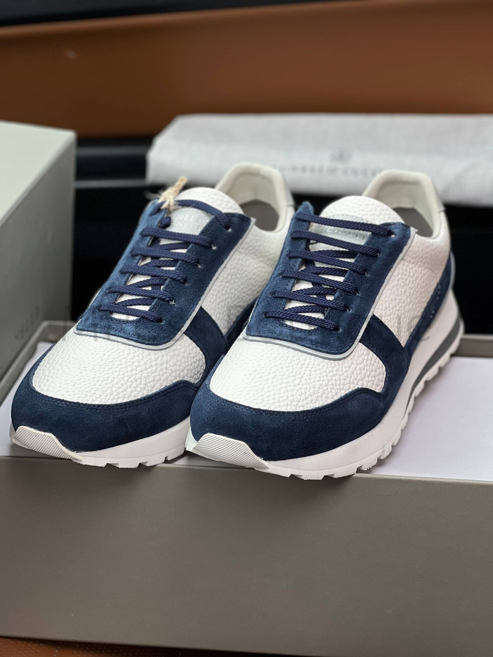 Мужские кроссовки Brunello Cucinelli Panelled бело-синие