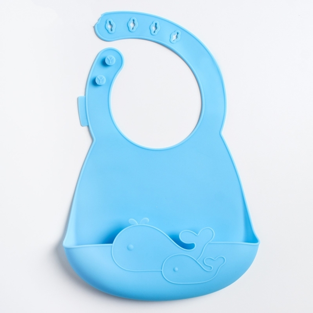 4601145 Нагрудник детский, силиконовый «Киты», с карманом