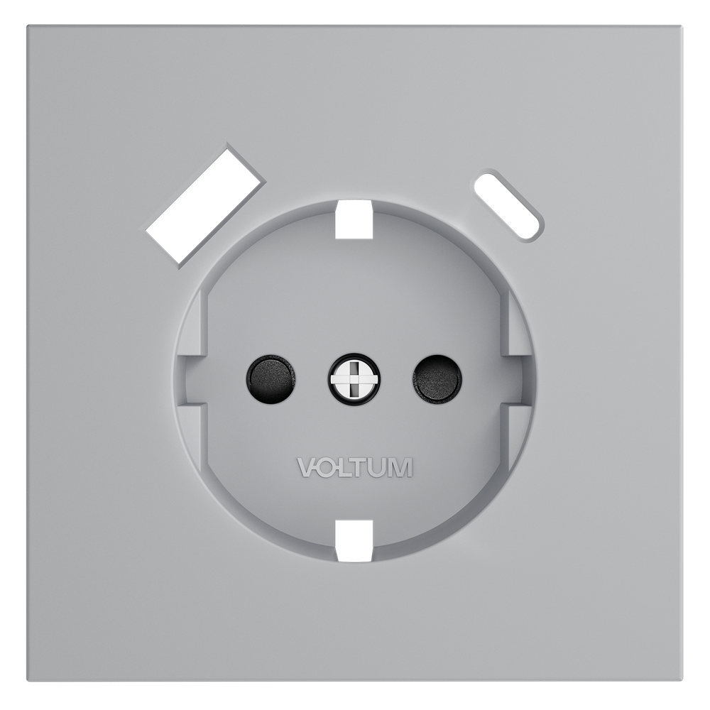 Накладка для розетки с заземлением и защитными шторками, с USB A+C, S70 (серый)