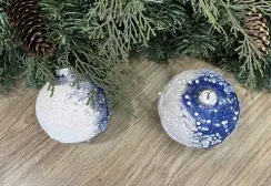 Набор стеклянных шаров Снежная Феерия, 2 шт., синий, Irena CO (91104)