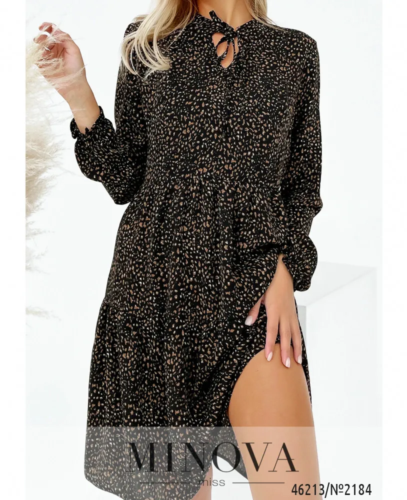 Платье 2184-черный-коричневый Minova