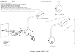 Бра Crystal Lux CLT 214W BL