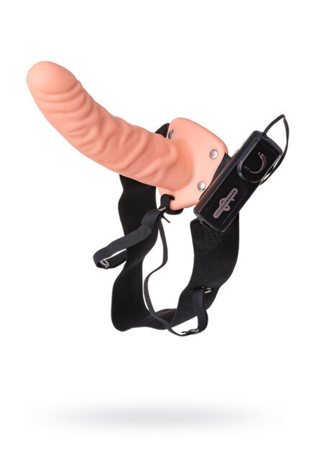 Gopaldas "Realistic Hollow Strap On Vibrator" полый фаллопротез с вибрацией (Цвет: телесный с черным)