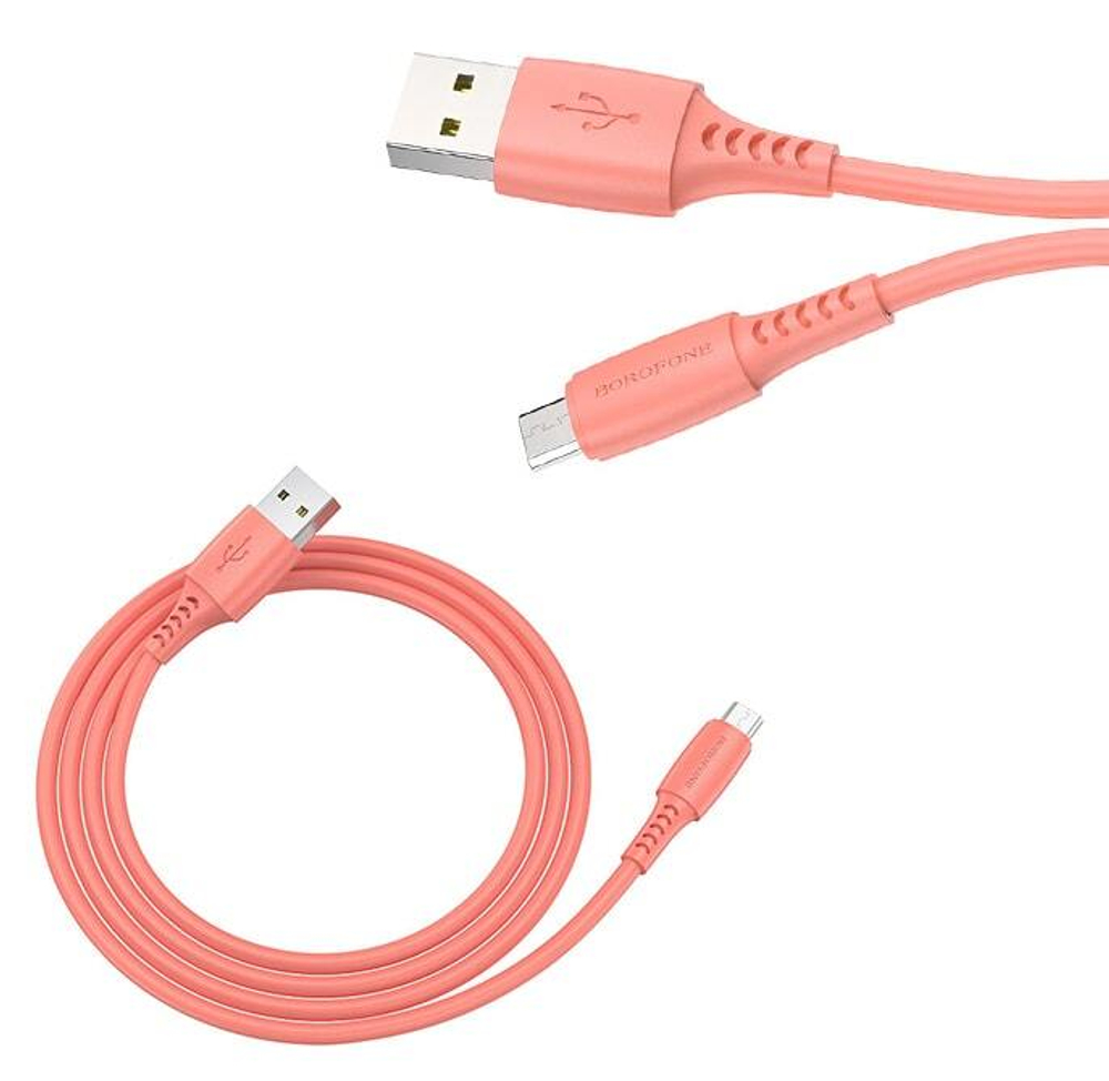 Кабель USB - Micro BOROFONE BX40 (розовый) 1м, ароматизированный