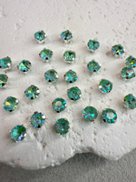 Шатоны 4 мм, Бирюзовый радужный опал в серебре, 25 шт