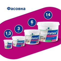 Краска ВД-АК 2180 Ecoterra Eurolatex 7, интерьерная ,для стен и потолков, матовая, быстросохнущая, белоснежная, 3кг