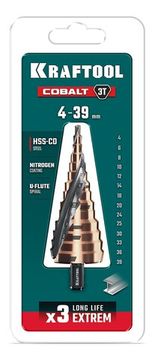 KRAFTOOL COBALT 4-39мм, 14 ступеней, азотирование, винтовая спираль, сверло ступенчатое(29691-4-39-14)