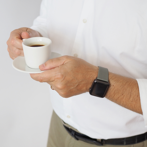 Ремешок для Apple Watch 40/41/42 mm из кожи теленка, стального цвета